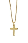 Argento Vivo Sterling Silver Puffed Cross Pendant Necklace In Gold