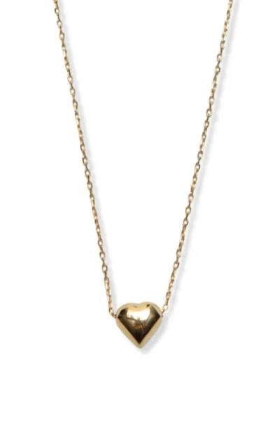 Argento Vivo Sterling Silver Puffy Heart Necklace In Gold