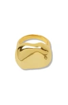 Argento Vivo Sterling Silver Rectangle Dome Ring In Gold