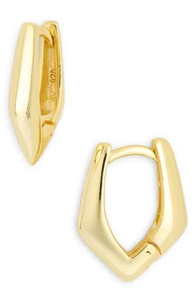 Argento Vivo Sterling Silver Rhombus Puffed Hoop Earrings In Gold
