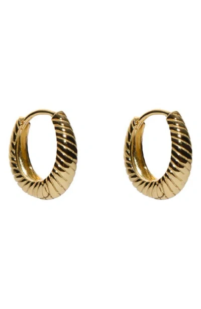 Argento Vivo Sterling Silver Rib Textured Hoop Earrings In Gold