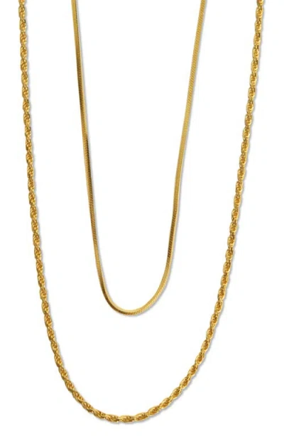 Argento Vivo Sterling Silver Rope & Serpentine Chain Layered Necklace In Gold