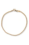 Argento Vivo Sterling Silver 18k Gold Plate Sterling Silver Diamond Cut Anklet In Gold