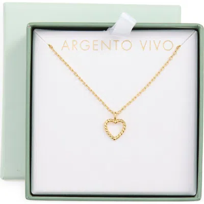 Argento Vivo Sterling Silver Rope Heart Pendant Necklace In Gold