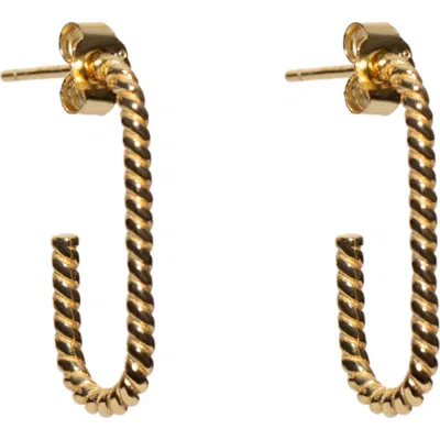 Argento Vivo Sterling Silver Rope Oblong Hoop Earrings In Gold