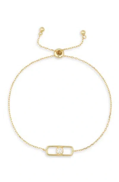 Argento Vivo Sterling Silver Round Cubic Zirconia Charm Slider Bracelet In Gold