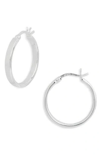 Argento Vivo Sterling Silver Round Medium Hoop Earrings In Metallic