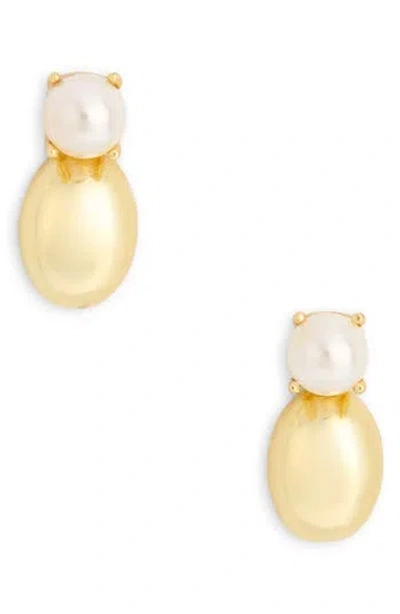Argento Vivo Sterling Silver Scarlett Freshwater Pearl Ball Drop Earrings In Gold