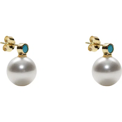 Argento Vivo Sterling Silver Scarlette Turquoise & Faux Pearl Stud Earrings