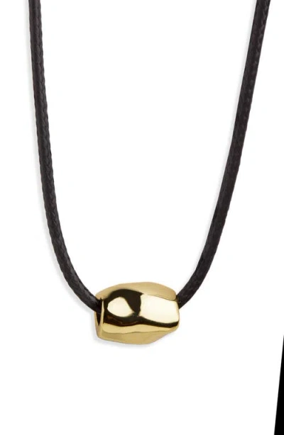 Argento Vivo Sterling Silver Sculptural Bead Cord Necklace In Black