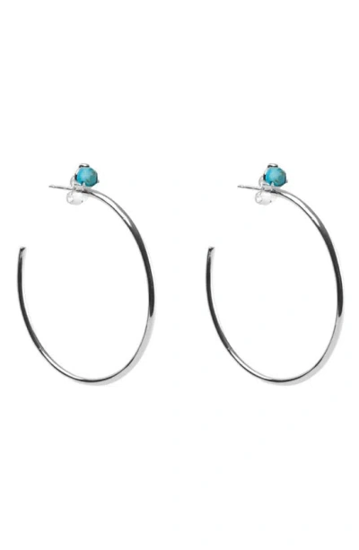 Argento Vivo Sterling Silver Semiprecious Stone Hoop Earrings In Silver