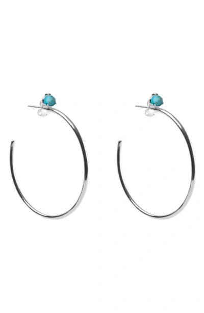 Argento Vivo Semiprecious Stone Hoop Earrings In Silver