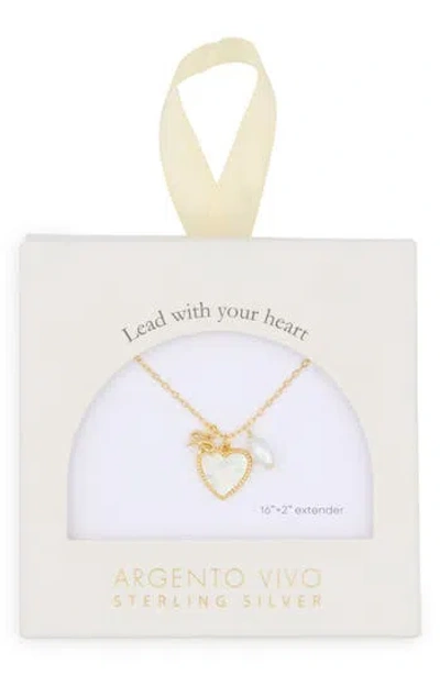Argento Vivo Sterling Silver Sentimental Heart Pendant Necklace In Gold