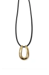 Argento Vivo Sterling Silver Serena Horseshoe Pendant Cord Necklace In Gold