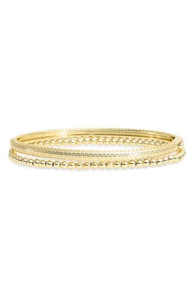 Argento Vivo Sterling Silver Set Of 2 Ball Beaded Bangle Bracelets In Gold