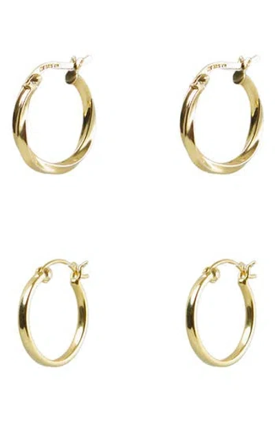 Argento Vivo Sterling Silver Set Of 2 Hoop Earrings In Gold