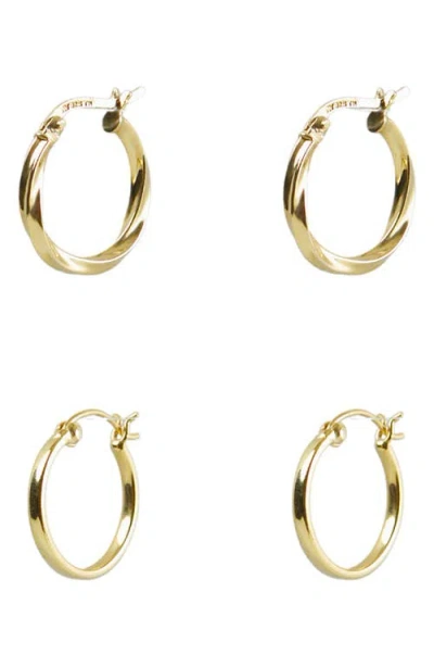 Argento Vivo Sterling Silver Set Of 2 Hoop Earrings In Gold