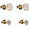 Argento Vivo Sterling Silver Set Of 2 Mother-of-pearl & Cubic Zirconia Stud Earrings In Gold