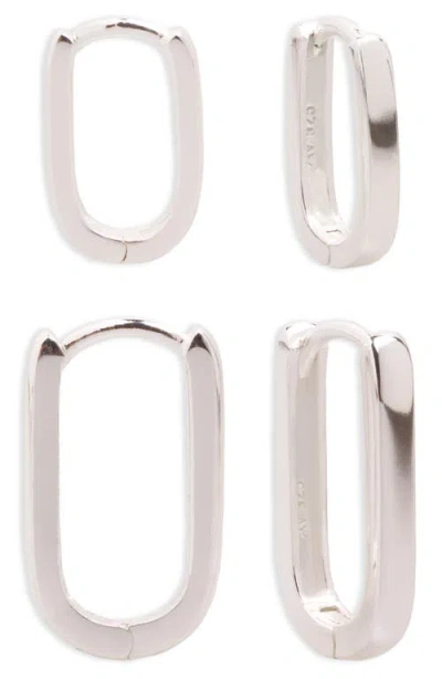 Argento Vivo Sterling Silver Set Of 2 Oblong Hoop Earrings