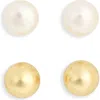 Argento Vivo Sterling Silver Set Of 2 Stud Earrings In Gold