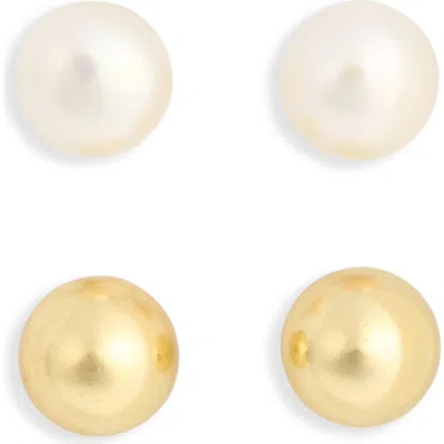 Argento Vivo Sterling Silver Set Of 2 Stud Earrings In Gold