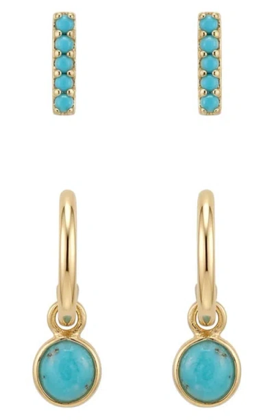 Argento Vivo Sterling Silver Set Of 2 Turquoise Earrings In Gold