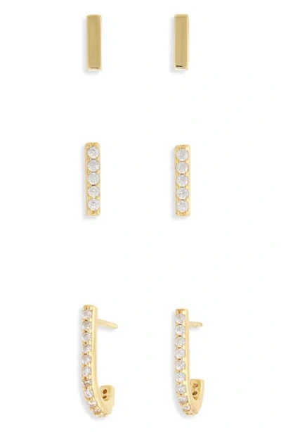 Argento Vivo Sterling Silver Set Of 3 Assorted Earrings In Gold