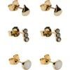 Argento Vivo Sterling Silver Set Of 3 Assorted Stud Earrings In Gold