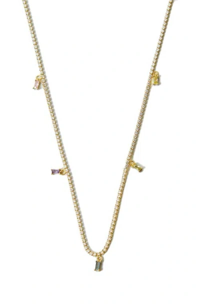 Argento Vivo Sterling Silver Shaky Cubic Zirconia Tennis Necklace In Gold