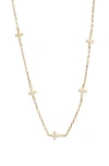 Argento Vivo Sterling Silver Sideway Cross Station Chain Necklace In Gold