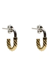 Argento Vivo Sterling Silver Small Textured J-shaped Hoop Earrings In Multi