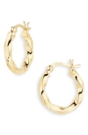 Argento Vivo Sterling Silver Small Twist Hoop Earrings In Gold