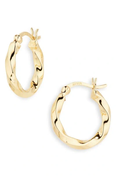 Argento Vivo Sterling Silver Small Twist Hoop Earrings In Gold