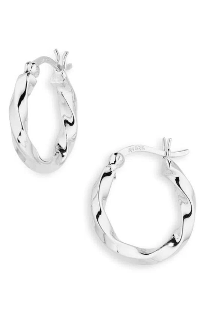 Argento Vivo Sterling Silver Small Twist Hoop Earrings In White