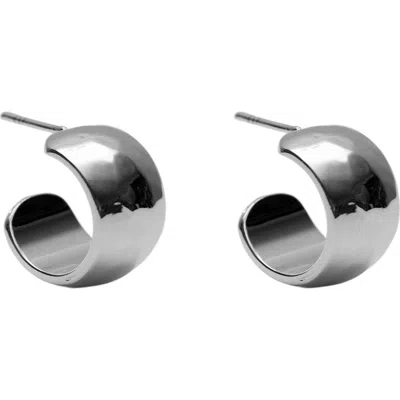 Argento Vivo Sterling Silver Small Wide Hammered Hoop Earrings