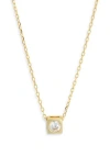 Argento Vivo Sterling Silver Square Solitaire Pendant Necklace In Gold