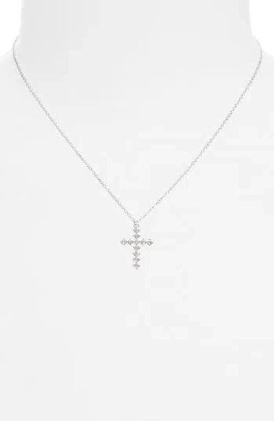 Argento Vivo Sterling Silver Sterling Silver Cz Cross Pendant Necklace In Metallic