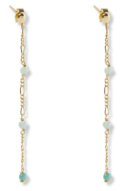 Argento Vivo Sterling Silver Stone Figaro Chain Linear Earrings In Gold
