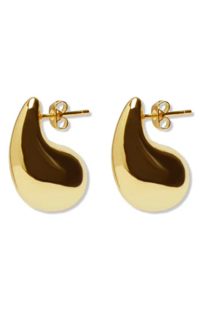 Argento Vivo Sterling Silver Teardrop Stud Earring In Gold