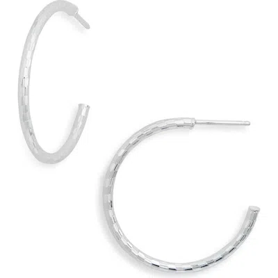 Argento Vivo Sterling Silver Textured Hoop Earrings