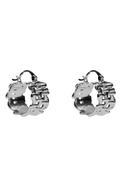Argento Vivo Sterling Silver Textured Huggie Hoop Earrings