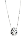 Argento Vivo Sterling Silver Textured Oval Pendant Necklace In Metallic