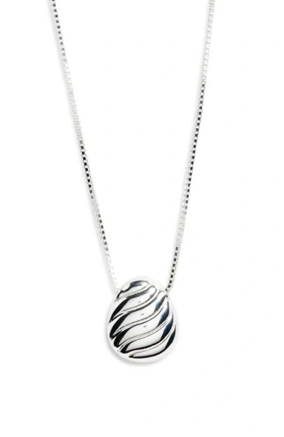 Argento Vivo Sterling Silver Textured Oval Pendant Necklace In Metallic