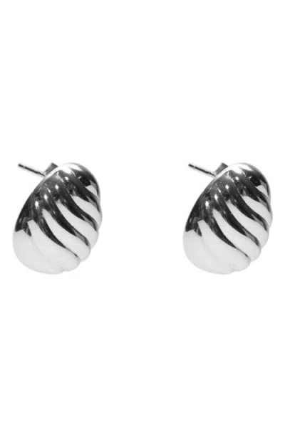 Argento Vivo Sterling Silver Textured Oval Stud Earrings In Metallic