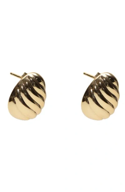 Argento Vivo Sterling Silver Textured Oval Stud Earrings In Gold