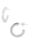 Argento Vivo Sterling Silver Thin Bar Hoop Earrings In Metallic
