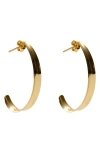 Argento Vivo Sterling Silver Thin Concave Hoop Earrings In Gold