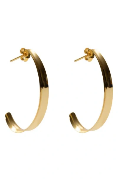 Argento Vivo Sterling Silver Thin Concave Hoop Earrings In Gold