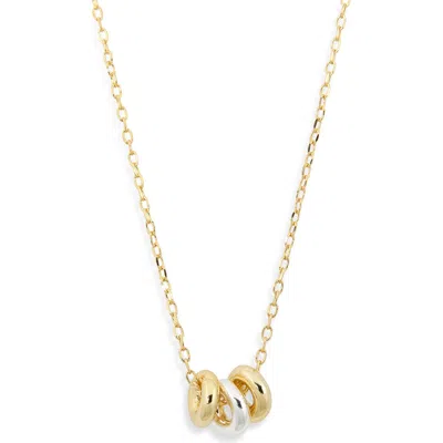 Argento Vivo Sterling Silver Tricolor Circle Pendant Necklace In Gold