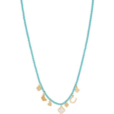 Argento Vivo Sterling Silver Turquoise Beaded Charm Necklace In Multi